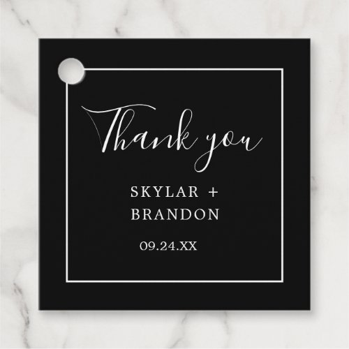 Modern Minimalist Black and White Thank You Favor Tags
