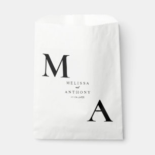 Modern Minimalist Black and White Wedding Favor Bag