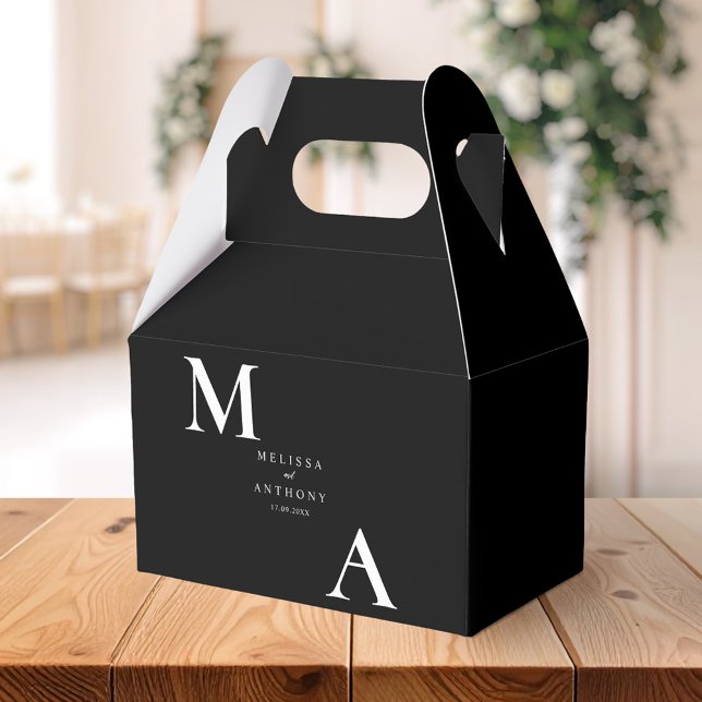 Modern Minimalist Black and White Wedding Favor Boxes (Creator Uploaded)