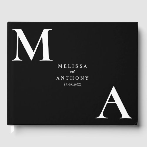 Modern Minimalist Black and White Wedding Guest Book