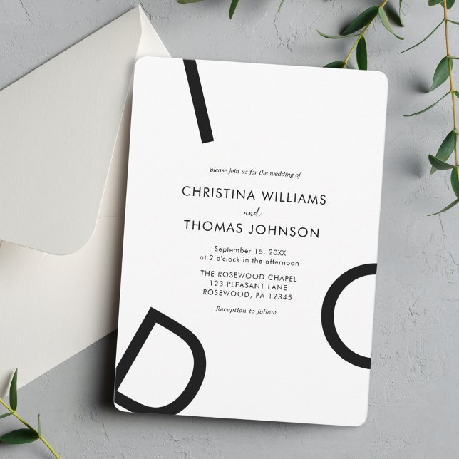 Modern Minimalist Black And White Wedding Invitation (Creator Uploaded)