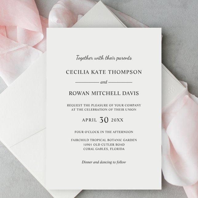 Modern Minimalist Black and White Wedding Invitation (Creator Uploaded)