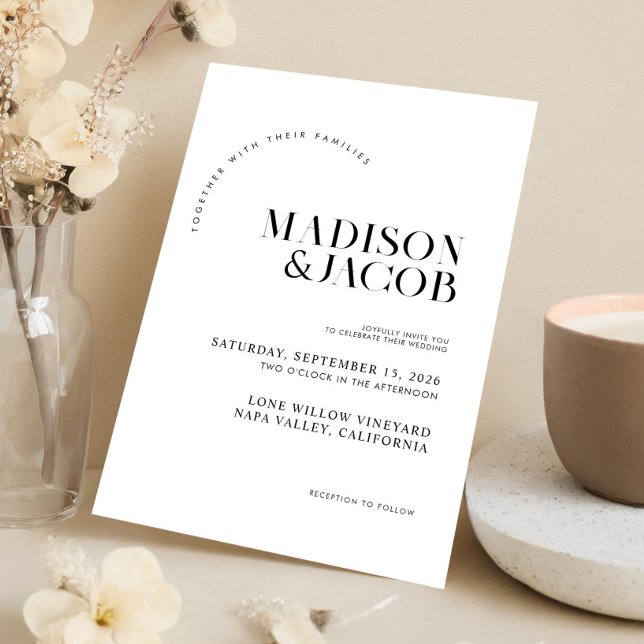 Modern Minimalist Black and White Wedding Invitation (Creator Uploaded)