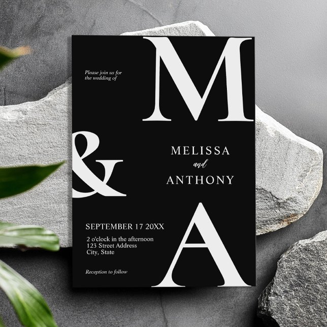 Modern Minimalist Black and White Wedding Invitation (Creator Uploaded)