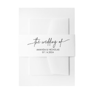Modern Minimalist  Black and White Wedding Invitation Belly Band