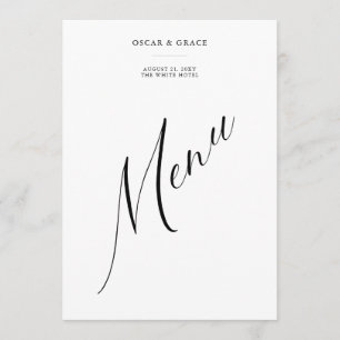 Modern Minimalist Black and White Wedding Menu