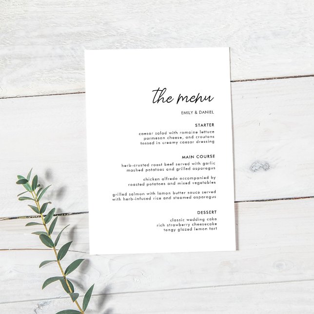 Modern Minimalist Black and White Wedding Menu (Creator Uploaded)