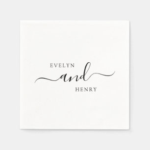 Modern Minimalist Black and White Wedding Napkins