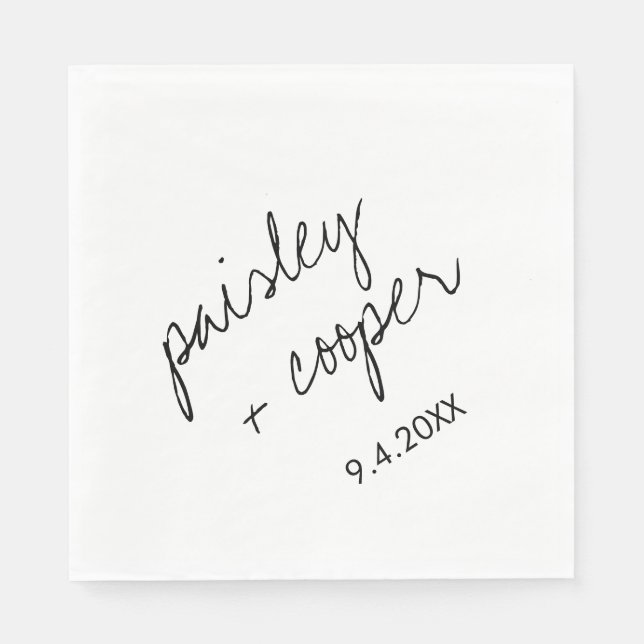Modern Minimalist Black and White Wedding   Napkins (Front)