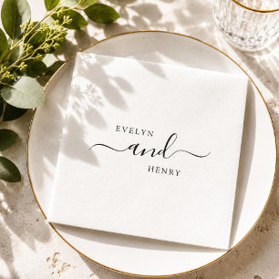 Modern Minimalist Black and White Wedding Napkins