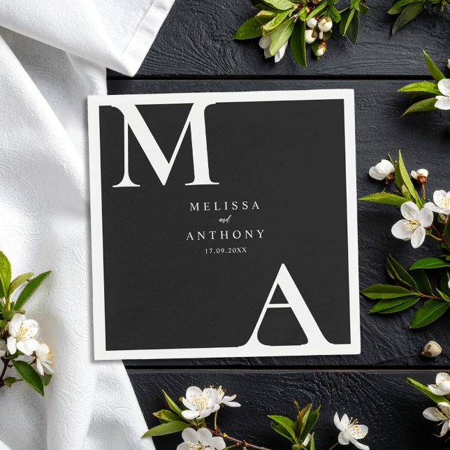 Modern Minimalist Black and White Wedding Napkins (Creator Uploaded)