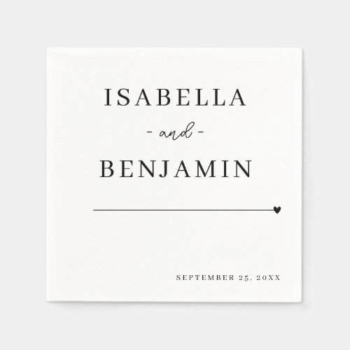Modern Minimalist Black and White Wedding Paper Napkins