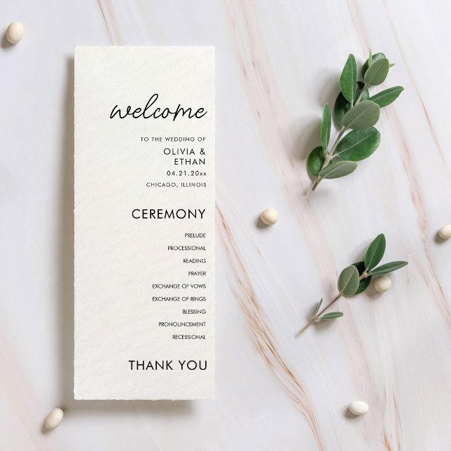 Modern Minimalist Black and White Wedding Program (Creator Uploaded)