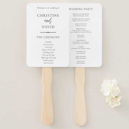 Modern Minimalist Black and White Wedding Programs Hand Fan