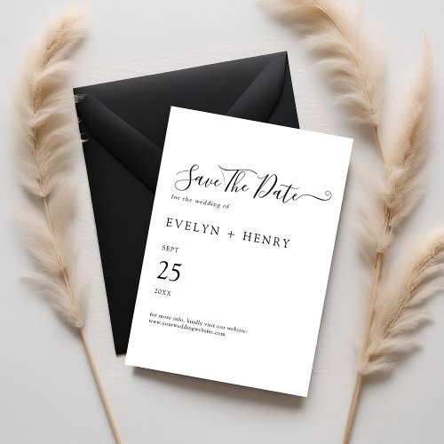 Modern Minimalist Black and White Wedding Save The Date