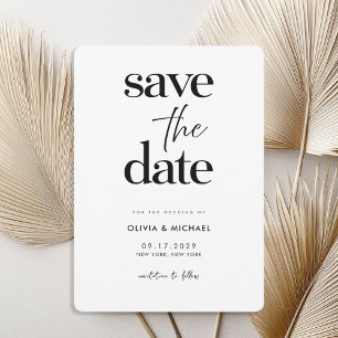 Modern Minimalist Black and White Wedding Save The Date