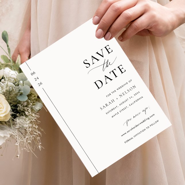 Modern Minimalist Black and White Wedding Save The Date (Creator Uploaded)