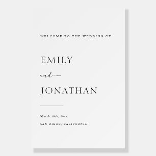 Modern Minimalist Black and White Wedding Welcome Foam Board