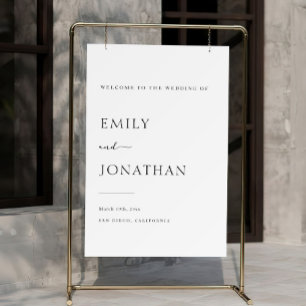Modern Minimalist Black and White Wedding Welcome Foam Board