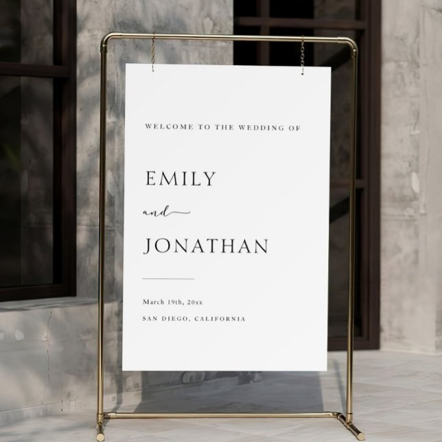 Modern Minimalist Black and White Wedding Welcome Foam Board (Creator Uploaded)
