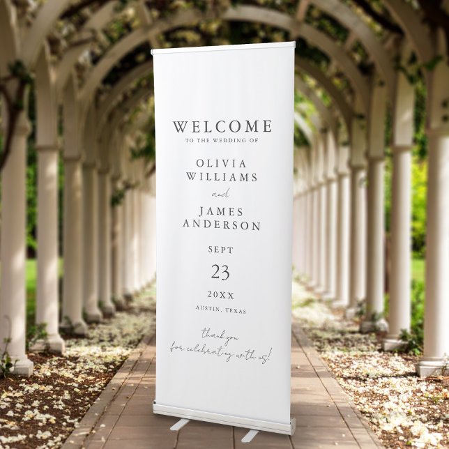 Modern Minimalist Black and White Wedding Welcome Retractable Banner (Creator Uploaded)