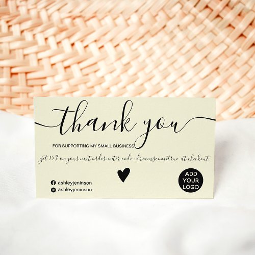 Modern minimalist black and yellow order thank you business card