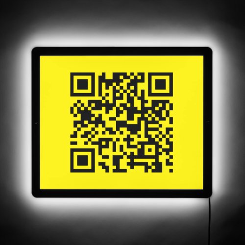 Modern Minimalist Black and Yellow QR Code Cool LED Sign