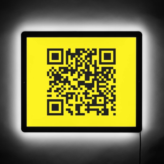 Modern Minimalist Black and Yellow QR Code Cool LED Sign (Front)