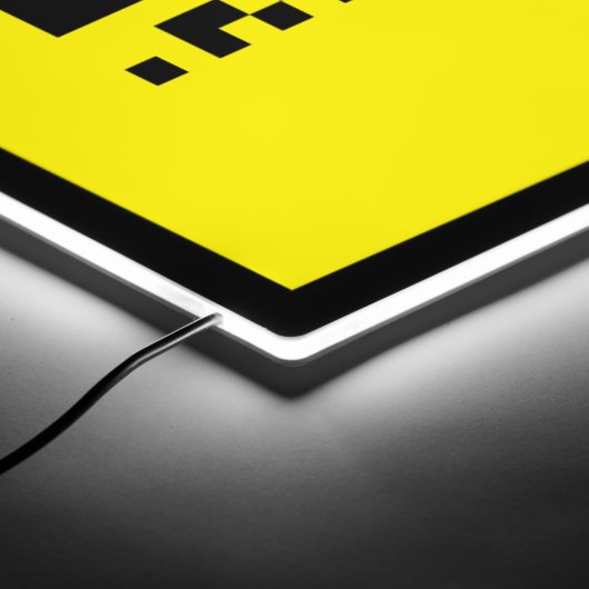 Modern Minimalist Black and Yellow QR Code Cool LED Sign (Corner)