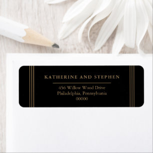 Modern Minimalist Black   Antique Gold Wedding RA Label