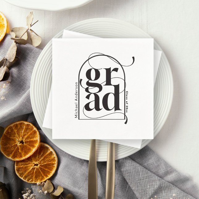 Modern Minimalist Black Arch Bold Graduation Napkins (Creator Uploaded)