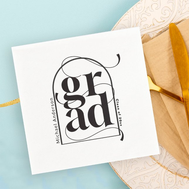 Modern Minimalist Black Arch Bold Graduation Napkins (Creator Uploaded)
