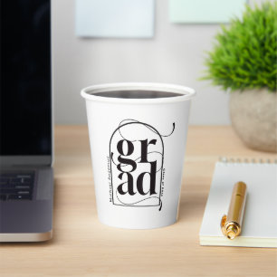 Modern Minimalist Black Arch Bold Graduation Paper Cups