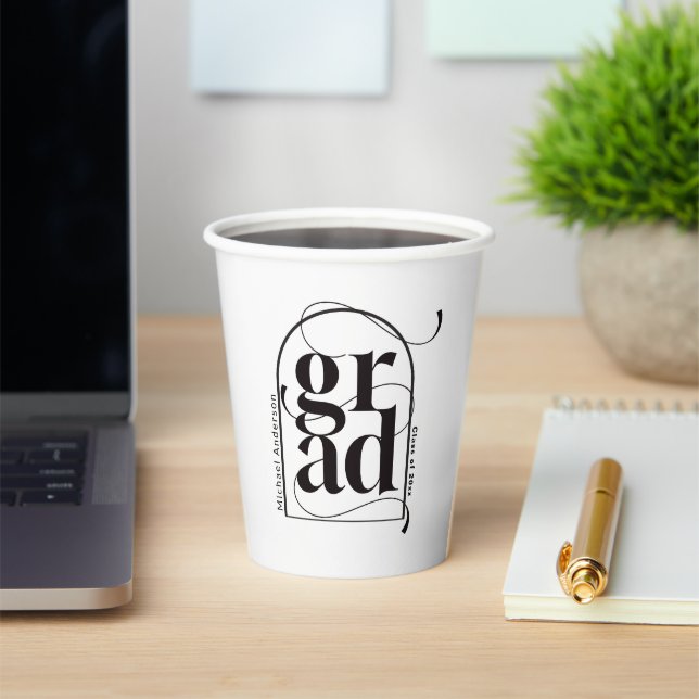Modern Minimalist Black Arch Bold Graduation Paper Cups (Insitu)