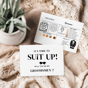 Modern Minimalist Black Asking Groomsman Proposal Note Card