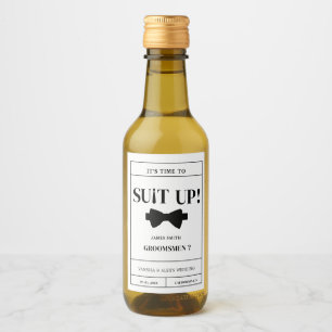 Modern Minimalist Black Asking Groomsman Proposal Wine Label