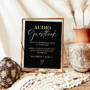Modern Minimalist Black Audio Guestbook Sign