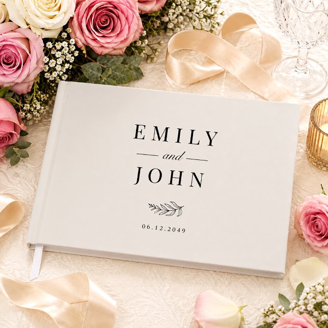 Modern Minimalist Black & Beige Wedding Guest Book (Creator Uploaded)
