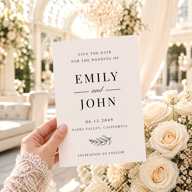 Modern Minimalist Black & Beige Wedding Save The Date (Creator Uploaded)
