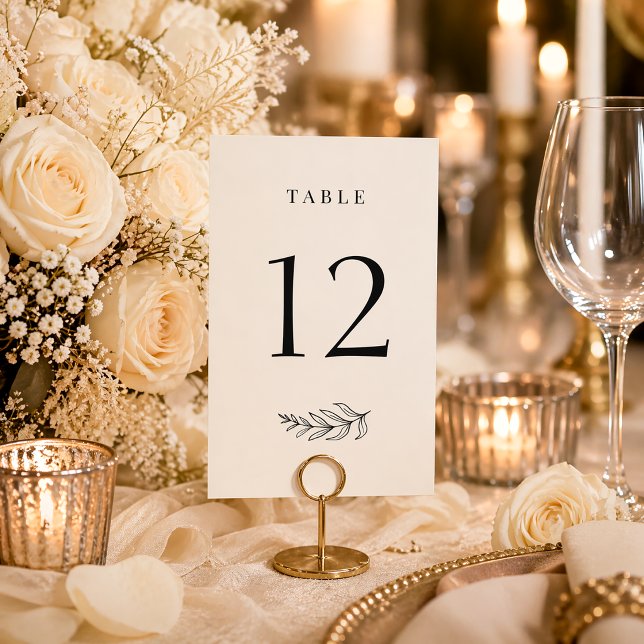 Modern Minimalist Black & Beige Wedding Table Number (Creator Uploaded)
