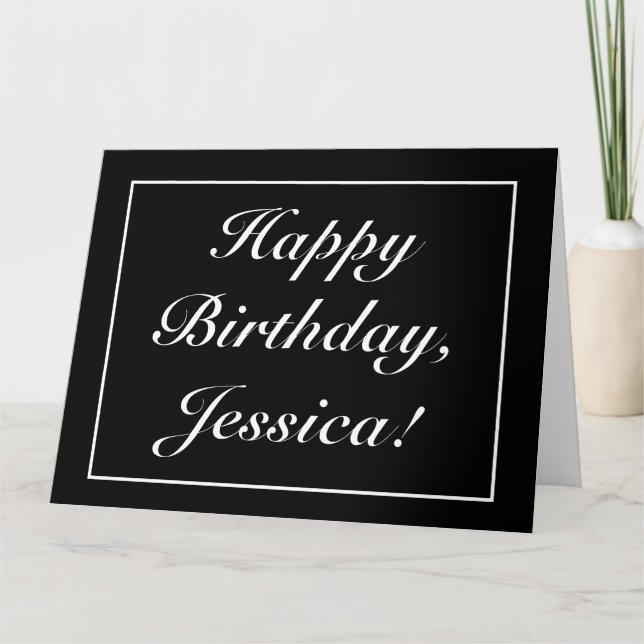 Modern Minimalist Black Birthday Folded Greeting Card (Front)