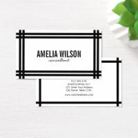 Modern Minimalist Black Bold Borders and White Business Card