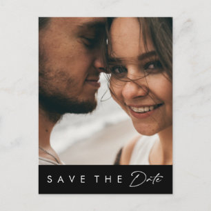 Modern Minimalist Black Bold Photo Save The Date Invitation Postcard