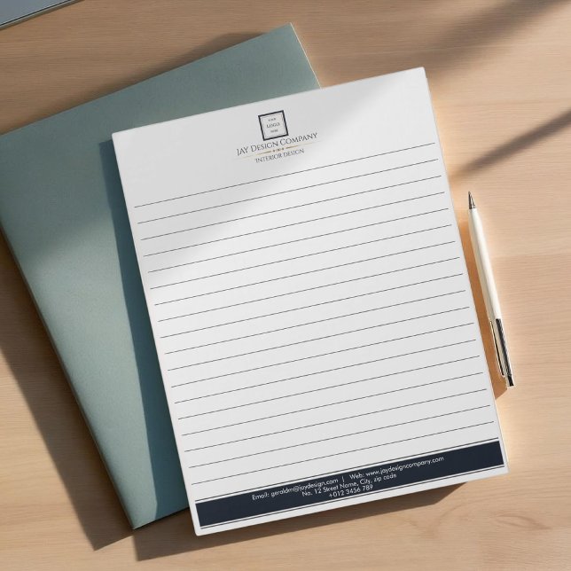 Modern Minimalist Black Border Logo Business Notepad (Creator Uploaded)