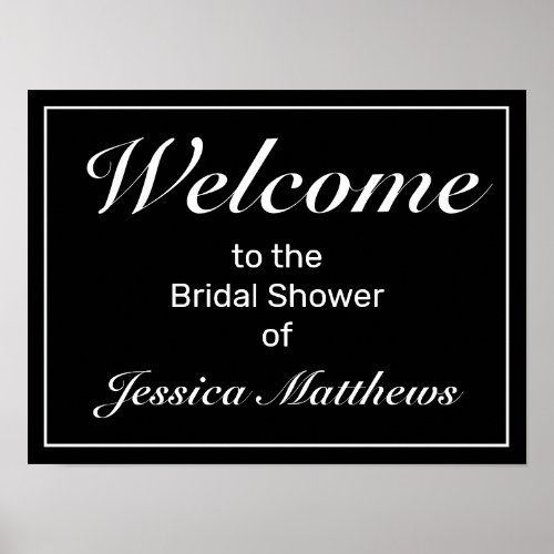 Modern Minimalist Black Bridal Shower Welcome Sign