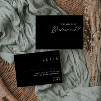 Modern Minimalist | Black Bridesmaid Proposal Card