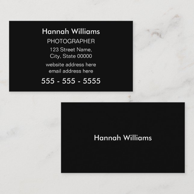 Modern Minimalist Black Business Card (Front/Back)