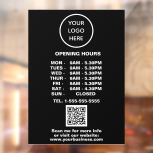 Modern Minimalist Black Business Logo QR Code  Window Cling