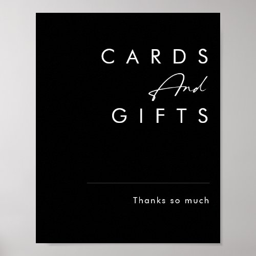 Modern Minimalist  Black Cards and Gifts Sign
