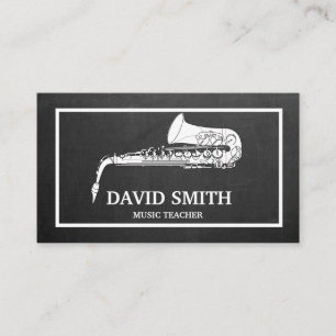 Modern Minimalist Black Chalkboard Musican Business Card